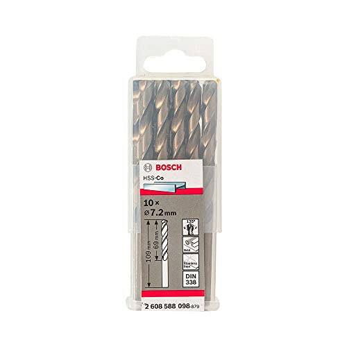 Bosch 10x PRO Stainless Steel HSS-Co Spiralbohrer (für Stahl, Edelstahl, Ø 7,20 mm, Professional Zubehör Bohrmaschine/Schrauber) von Bosch