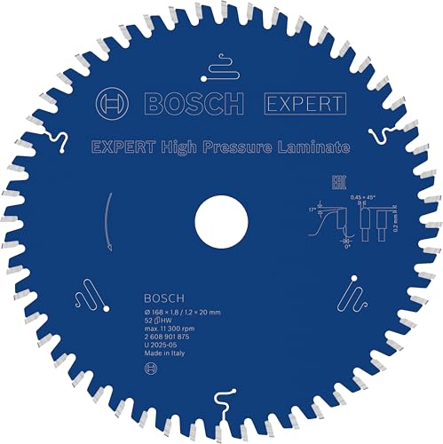 Bosch 1x EXPERT High Pressure Laminate Kreissägeblatt für Handkreissägen (für HPL – Hochdruck-Schichtpressstoffplatte, Ø mm, Professional Zubehör kabelgebundene Handkreissägen) von Bosch