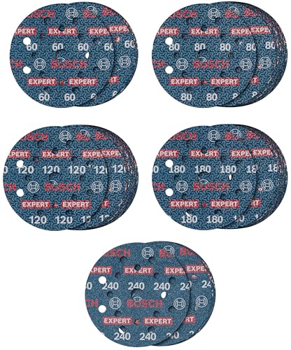 Bosch 55x EXPERT O780 Folienschleifscheiben-Set, 125 mm, 55‑tlg. (für Hartholz, Farbe auf Holz, Ø 125 mm, Körnung 5 x 60, 15 x 80, 15 x 120, 15 x 180, 5 x 240, Professional Zubehör Exzenterschleifer) Bosch 55x EXPERT O780 Folienschleifscheiben-Set, 125 mm, 55‑tlg. (für Hartholz, Farbe auf Holz, Ø 125 mm, Körnung 5 x 60, 15 x 80, 15 x 120, 15 x 180, 5 x 240, Professional Zubehör Exzenterschleifer) von Bosch