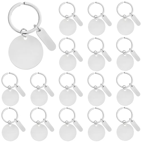 30 Stück Edelstahl 3,1 cm Blanko-Anhänger zum Gravieren, doppelseitige Schlüsselanhänger-Rohlinge für DIY Handwerk und Schmuck 30 Stück Edelstahl 3,1 cm Blanko-Anhänger zum Gravieren, doppelseitige Schlüsselanhänger-Rohlinge für DIY Handwerk und Schmuck von Bosreroy