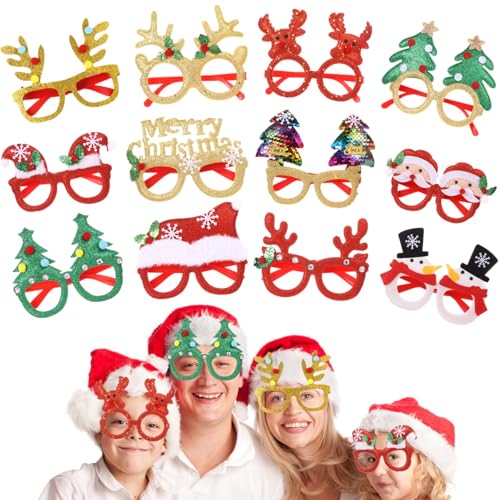 Bosreroy Weihnachts-Partybrille mit Glitzerrahmen, lustige Foto-Requisiten für Weihnachten, Kinder und Erwachsene, Partygeschenke, saisonale Feiertagsdekoration, 12 Stück Bosreroy Weihnachts-Partybrille mit Glitzerrahmen, lustige Foto-Requisiten für Weihnachten, Kinder und Erwachsene, Partygeschenke, saisonale Feiertagsdekoration, 12 Stück von Bosreroy