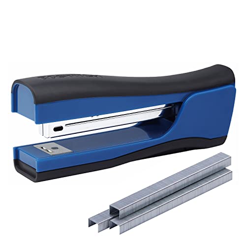 Bostitch Office Dynamo 4-in-1 Standheftgerät, inklusive 420 Heftklammern, 20 Blatt Kapazität, integriertem Bleistiftspitzer, Heftklammerentferner & Heftklammeraufbewahrung, blau von Bostitch