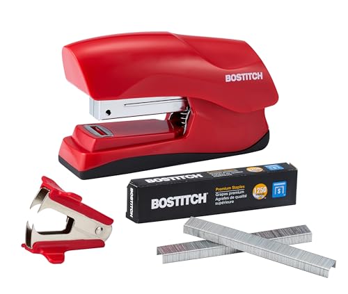 Bostitch Office Heavy Duty 40 Blatt mit 1250 Heftklammern und Klammerentferner, kein Stau Desktop-Hefter, Schulpinnwände, Büro & Klassenzimmer, Rot (B175-RED-VP) von Bostitch