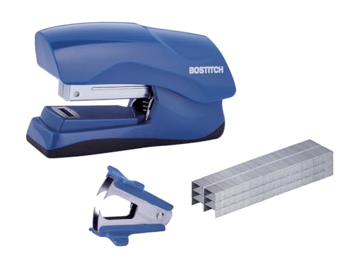 Bostitch Office Heavy Duty 40 Blatt Hefter mit 1250 Heftklammern & Krallenentferner, kleine Heftgerät-Größe, passt in die Handfläche, Vorteilspack, Blau (B175-BLUE-VP) von Bostitch