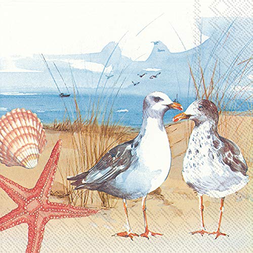 Boston International L849700 Lunch-Servietten, Papier, Möwe am Strand, 6.5 x 6.5-Inches von Boston International