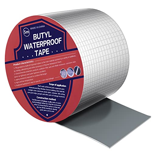 Bosuya Butyl Band Wasserdichtes(10cm x1.2mm X5m) Klebeband Aluminum Selbstklebend Dickes Reperaturband für Dachlecks,Fensterbrettlücken,Rohrbrüche von Bosuya