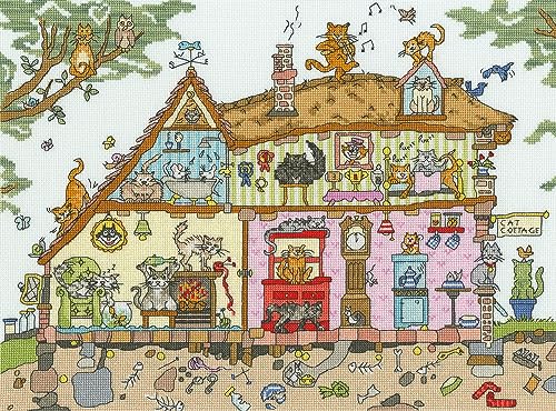 Bothy Threads Kreuzstich-Set, Motiv "Cat Cottage" von Bothy Threads The Home Of Happy Stitching