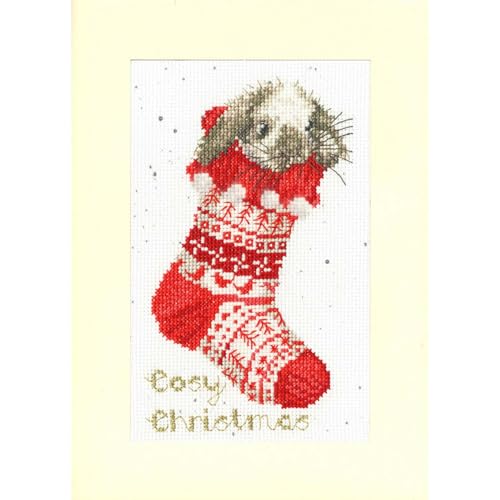 Kreuzstich Set mit Zählmuster "Gemütliche Weihnachten Weihnachtskarte" von Bothy Threads