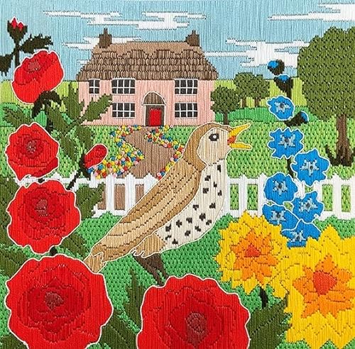 Langstich Set Motiv-Umrisse sind bedruckt "Seidige Szenen: Bauerngarten" von Bothy Threads The Home of Happy Stitching