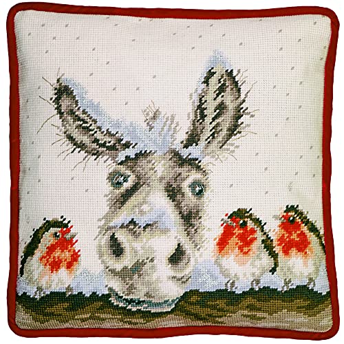 Bothy Threads Gobelin-Stickkissen Set Weihnachten Esel, Stickbild vorbedruckt, THD39, 36x36cm von Bothy Threads