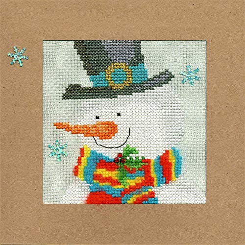 Bothy Threads Grußkarte Kreuzstich-Set Schneebedeckter Man, 10x10cm, XMAS17, Zählmuster von Bothy Threads