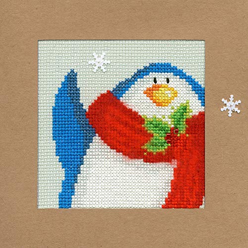 Bothy Threads Grußkarte Kreuzstich-Set "Schneebedeckter Pinguin", 10x10cm, XMAS13, Zählmuster von Bothy Threads