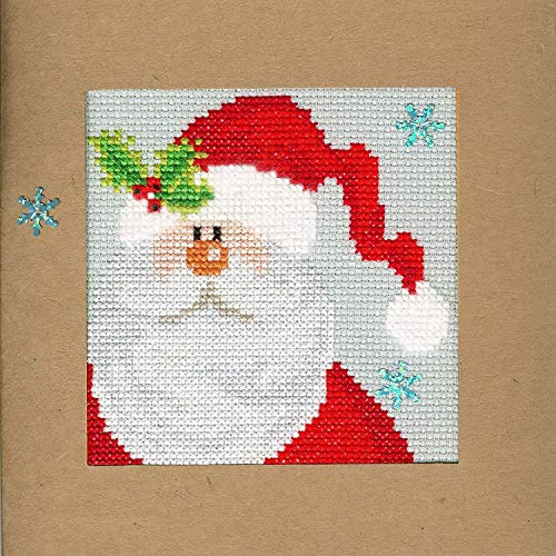 Bothy Threads Grußkarte Kreuzstich-Set Schneebedeckter Weihnachtsmann, 10x10cm, XMAS15, Zählmuster von Bothy Threads