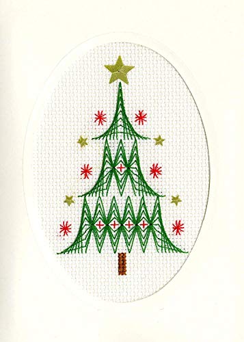Bothy Threads Grußkarte Kreuzstich-Set Weihnachtsbaum, 9x13cm, XMAS24, Zählmuster von Bothy Threads