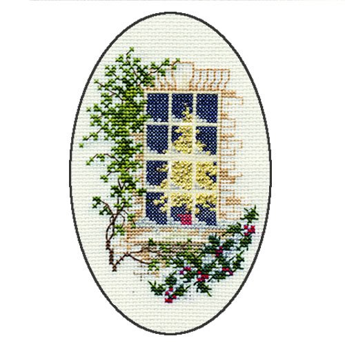 Bothy Threads Grußkarte Kreuzstich-Set "Weihnachtsfenster", 9x13.3cm, DWCDX08, Zählmuster von Bothy Threads