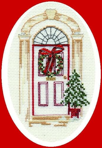 Bothy Threads Grußkarte Kreuzstich-Set Weihnachtstür, 9x13.3cm, DWCDX07, Zählmuster von Derwentwater Designs