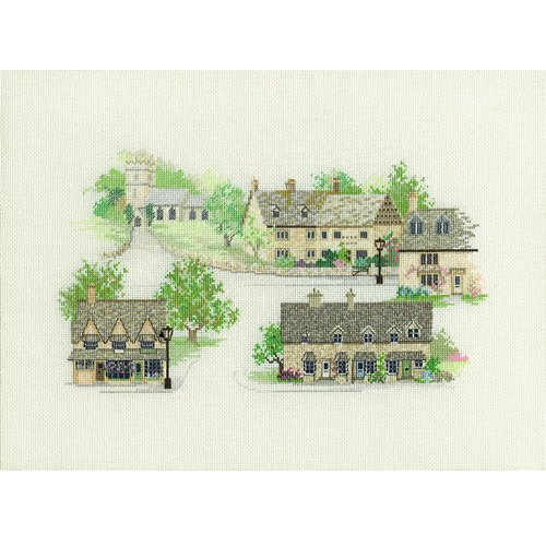 Bothy Threads Kreuzstich-Set "Dorf in England - Cotswold Dorf", 38x21cm, DW14VE04, Zählmuster von Derwentwater Designs