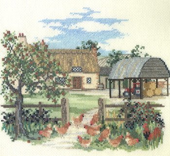 Bothy Threads Kreuzstich-Set Landschaft – Apfelbaum Bauernhof, 20x17cm, DWCON07, Zählmuster von Bothy Threads