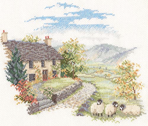 Bothy Threads Kreuzstich-Set Landschaft – Hügel Bauernhof, 20x17cm, DWCON03, Zählmuster von Bothy Threads