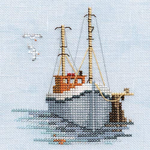 Bothy Threads Kreuzstich-Set Menuette – Fischerboot, 10x10cm, DWMIN02A, Zählmuster von Bothy Threads