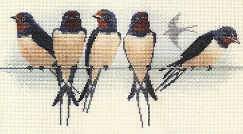 Bothy Threads Kreuzstich-Set Vögel - Schwalben, 36x18cm, DWBB05, Zählmuster von Derwentwater Designs