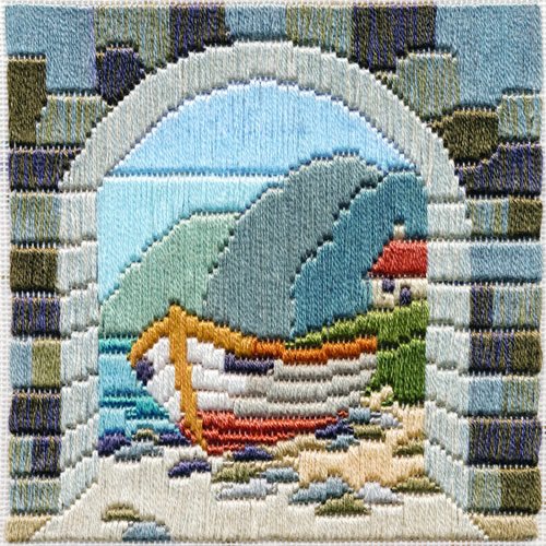 Bothy Threads Langstich-Set Boot durch Torbogen, 11x11cm, DWSLS3, Zählmuster von Derwentwater Designs