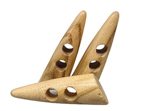 BOTIBOTON - 12 natürliche Holzknöpfe für Mantel, Jacke, Nähzubehör oder Bastelarbeiten - 2 Modelle (Horn und Fass) - 4 Größen - naturfarben, zwei Löcher - Hergestellt und versandt aus Spanien von Botiboton SL
