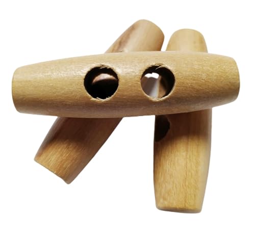 BOTIBOTON - 12 natürliche Holzknöpfe für Mantel, Jacke, Nähzubehör oder Bastelarbeiten - 2 Modelle (Horn und Fass) - 4 Größen - naturfarben, zwei Löcher - Hergestellt und versandt aus Spanien von Botiboton SL