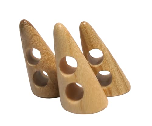 BOTIBOTON - 12 natürliche Holzknöpfe für Mantel, Jacke, Nähzubehör oder Bastelarbeiten - 2 Modelle (Horn und Fass) - 4 Größen - naturfarben, zwei Löcher - Hergestellt und versandt aus Spanien von Botiboton SL