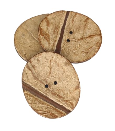 2 natürliche COCO-Knöpfe (38 mm) – 2 Löcher – zweifarbig – hergestellt und versendet aus Spanien von Botiboton SL