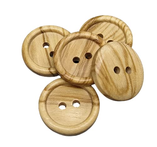 BOTIBOTON - 50 Olivenholzknöpfe - 2 Löcher - Verschiedene Größen (10, 12, 15, 18, 20 und 25 mm) - Nähzubehör - Hergestellt und versandt aus SPANIEN (18 mm) von Botiboton SL