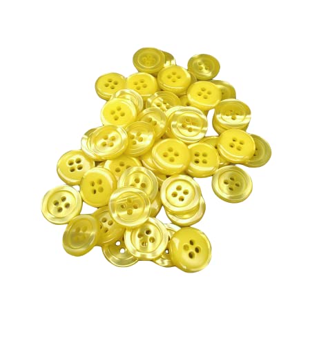 50 Perlmuttknöpfe - 5 Größen und 11 Farben zur Auswahl - Hergestellt und versandt aus Spanien (Gelb, 15 mm) von Botiboton SL
