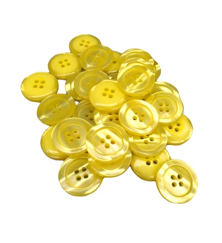 50 Perlmuttknöpfe - 5 Größen und 11 Farben zur Auswahl - Hergestellt und versandt aus Spanien (Gelb, 20 mm) von Botiboton SL