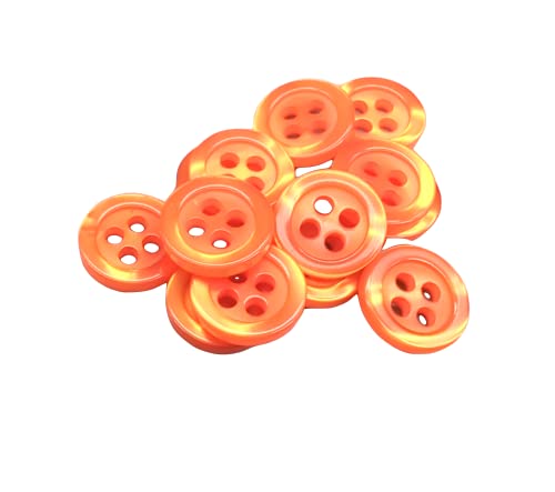 50 Perlmuttknöpfe - 5 Größen und 11 Farben zur Auswahl - Hergestellt und versandt aus Spanien (Orange, 10 mm) von Botiboton SL