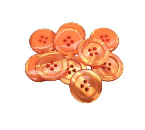 50 Perlmuttknöpfe - 5 Größen und 11 Farben zur Auswahl - Hergestellt und versandt aus Spanien (Orange, 20 mm) von Botiboton SL