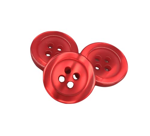 50 Perlmuttknöpfe - 5 Größen und 11 Farben zur Auswahl - Hergestellt und versandt aus Spanien (Rot, 15 mm) von Botiboton SL