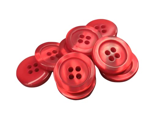 50 Perlmuttknöpfe - 5 Größen und 11 Farben zur Auswahl - Hergestellt und versandt aus Spanien (Rot, 18 mm) von Botiboton SL