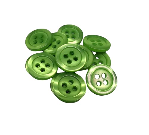 50 Perlmuttknöpfe - 5 Größen und 11 Farben zur Auswahl - Hergestellt und versandt aus Spanien (Vivid Green, 12 mm) von Botiboton SL