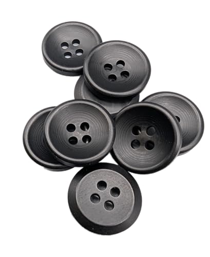 Botiboton Hemdknöpfe in warmen Farben, 5 Größen und 12 Farben zur Auswahl, mit 4 Löchern à 2 mm, Schwarz, Größe 18 mm von Botiboton SL