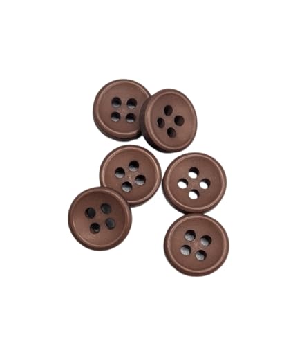 Botiboton Hemdknöpfe in warmen Farben, 5 Größen und 12 Farben zur Auswahl, mit 4 Löchern à 2 mm, hergestellt und versandt in Spanien, Braun, 12 mm von Botiboton SL