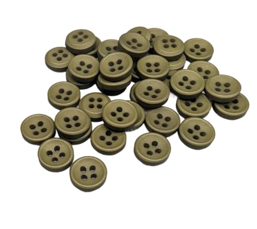 Botiboton - 50 Knöpfe für Hemden in warmen Farben - 5 Größen und 12 Farben zur Auswahl - mit 4 Löchern von 2 mm - Made in Spain - Versand aus Spanien - Farbe Olivgrün, Größe 12 mm von Botiboton SL