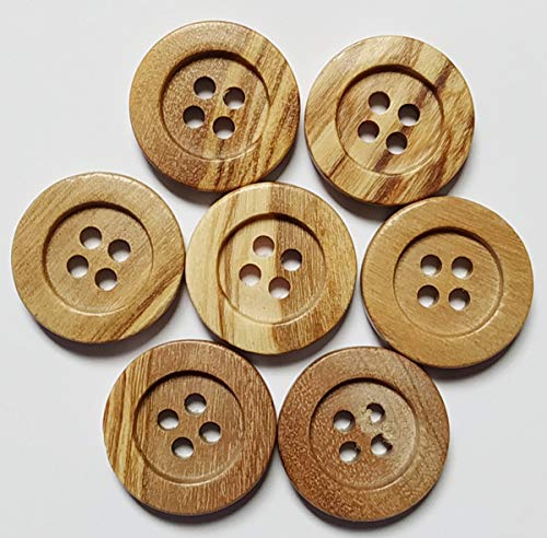 50 Naturholzknöpfe mit 4 Löchern (12,15,18,20,25 mm) - Olivenholz - Helles Holz - Nähzubehör * Hergestellt und versandt aus SPANIEN * von Botiboton SL