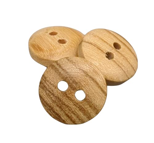 BOTIBOTON - 50 Olivenholzknöpfe - 2 Löcher - WENDBAR (10, 12, 15, 18, 20 und 25 mm) - Nähzubehör - Hergestellt und versandt aus SPANIEN (12 mm) von Botiboton SL
