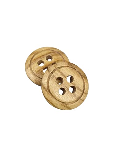 BOTIBOTON - 50 Naturholzknöpfe mit 4 Löchern (12,15,18,20 und 25 mm) - Olivenholz - Helles Holz - Nähzubehör - Hergestellt und versandt aus SPANIEN. (15 mm) von Botiboton SL
