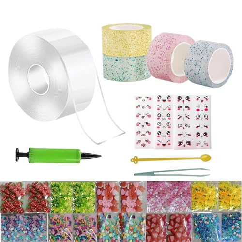Botiniv Tape Bubble Kit,Bubbles Tape Kit für Kleinkinder, Spielzeugset mit aufblasbarem Luftpolsterband, Blasbares Blasenband-Spielzeugset, glitzernder Gel-Klebegriff, spurloses, elastisches, von Botiniv