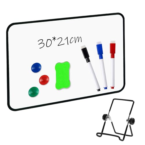 BouGPeng Whiteboard magnetwand 30x21cm Whiteboard Magnettafel mit Ständer Beidseitige Verwendung Desktop Magnetboard Mini Memoboard mit trocken abwischbaren Stiften Radiergummi Magneten von BouGPeng