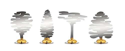 Alessi Barkplace Tree BM18S4 - Set mit Vier Tischkarten, Bestehend aus einem Baum aus AISI 430-Stahl mit Magnetischer Porzellandekoration von Alessi