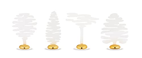 Alessi Barkplace Tree BM18S4 W – Set mit Vier Tischkarten, Bestehend aus einem Baum aus Farbigem Stahl mit Epoxidharz und Magnetischer Dekoration aus Porzellan, Weiß von Alessi