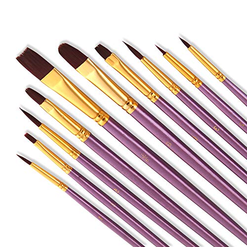 Bougimal 10 Stück Pinsel Set, Premium Nylon Acrylfarben Pinsel, Hölzernen Griff Pinsel Künstler Satz für Aquarell Ölgemälde, Perfektes Malerei Ölfarben Brush Set für Anfänger, Kinder, Künstler Bougimal 10 Stück Pinsel Set, Premium Nylon Acrylfarben Pinsel, Hölzernen Griff Pinsel Künstler Satz für Aquarell Ölgemälde, Perfektes Malerei Ölfarben Brush Set für Anfänger, Kinder, Künstler von Bougimal