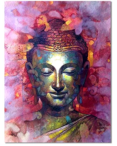 Bougimal Diamant-Stickerei, Komplett-Set (30 cm x 40 cm), 5D-Diamant-Malerei, Kreuzstich, für Wanddekoration, Buddha von Bougimal